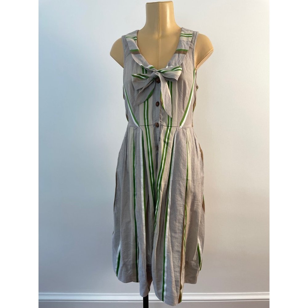 Anthropologie Earth Stripe Sleeveless Dress with Bow